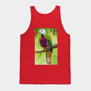 Watercolor Hand Drawn Bird Illustration Colorful Tank Top